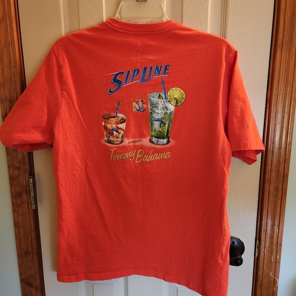 Tommy Bahama relax Sipline laid back orange vacation tshirt sz sml UNISEX pinup - Picture 1 of 8